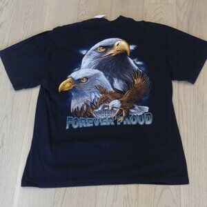 Rock Eagle "Forever Proud" Bald Eagle USA Graphic T-Shirt Large Black Tee